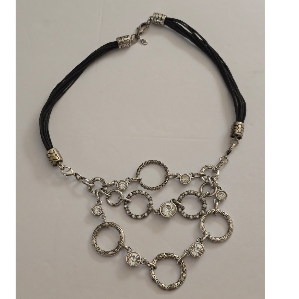 Vintage 90s Premier Designs Triplet Replacement Bib Pendant Only Silver Tone
